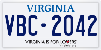 VA license plate VBC2042
