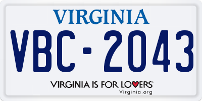 VA license plate VBC2043