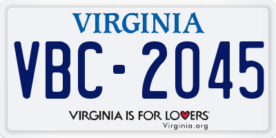 VA license plate VBC2045