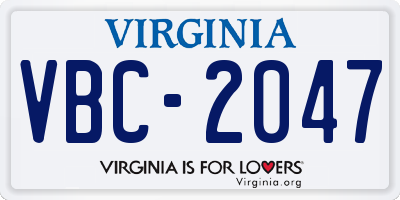 VA license plate VBC2047