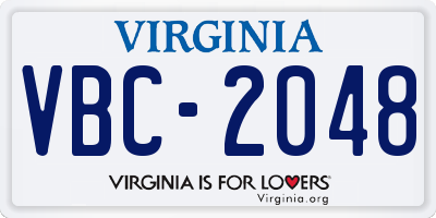 VA license plate VBC2048
