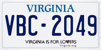 VA license plate VBC2049
