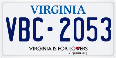 VA license plate VBC2053