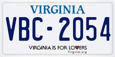 VA license plate VBC2054