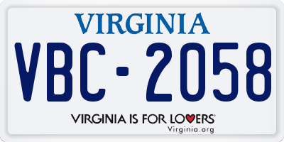 VA license plate VBC2058