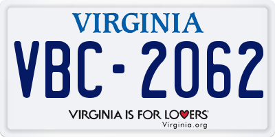 VA license plate VBC2062