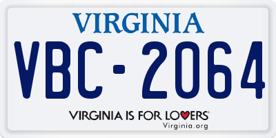 VA license plate VBC2064