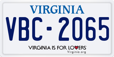 VA license plate VBC2065