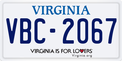 VA license plate VBC2067