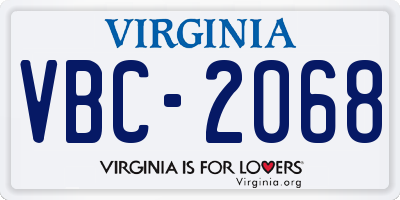 VA license plate VBC2068