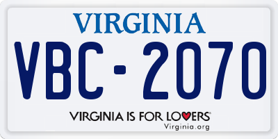 VA license plate VBC2070
