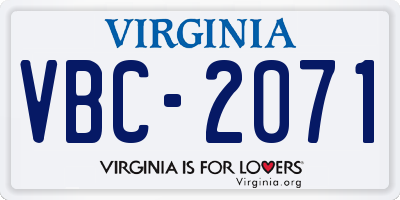 VA license plate VBC2071