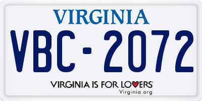 VA license plate VBC2072