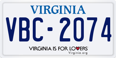VA license plate VBC2074
