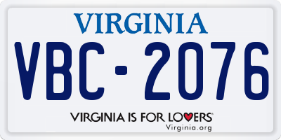 VA license plate VBC2076
