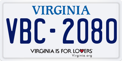 VA license plate VBC2080