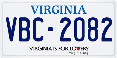 VA license plate VBC2082