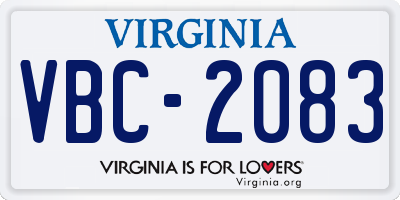 VA license plate VBC2083