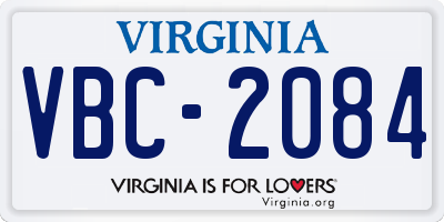 VA license plate VBC2084