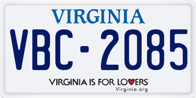 VA license plate VBC2085
