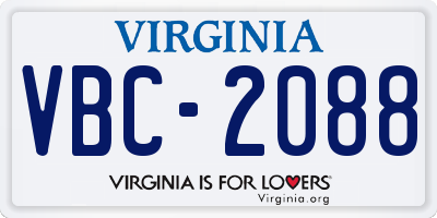 VA license plate VBC2088
