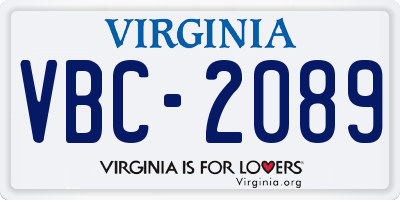 VA license plate VBC2089