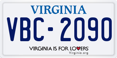 VA license plate VBC2090