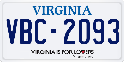 VA license plate VBC2093