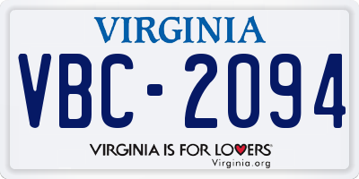 VA license plate VBC2094