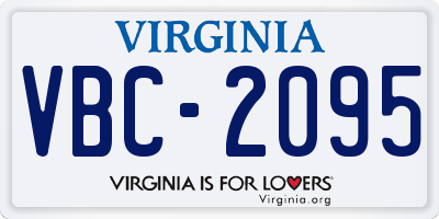 VA license plate VBC2095