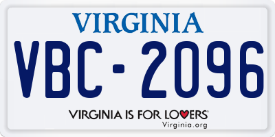 VA license plate VBC2096