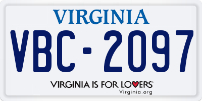 VA license plate VBC2097