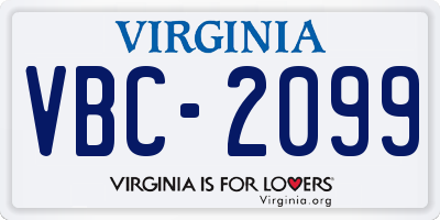 VA license plate VBC2099