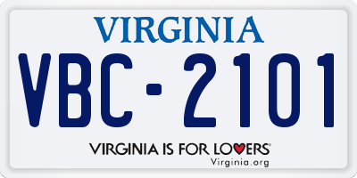 VA license plate VBC2101