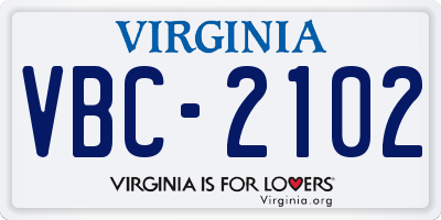 VA license plate VBC2102