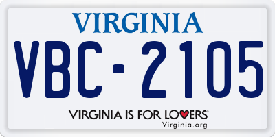 VA license plate VBC2105