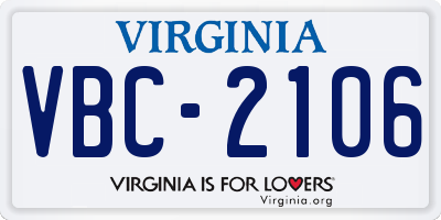 VA license plate VBC2106