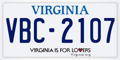 VA license plate VBC2107