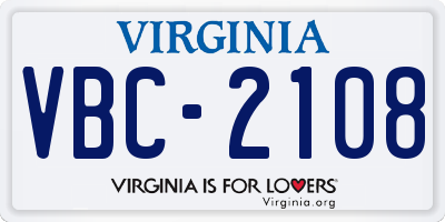 VA license plate VBC2108