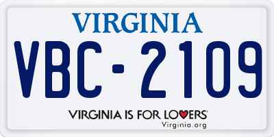 VA license plate VBC2109