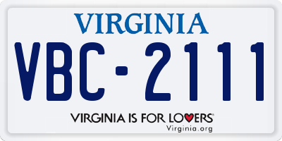 VA license plate VBC2111