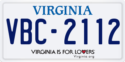 VA license plate VBC2112