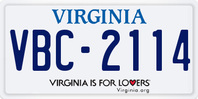 VA license plate VBC2114