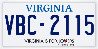 VA license plate VBC2115
