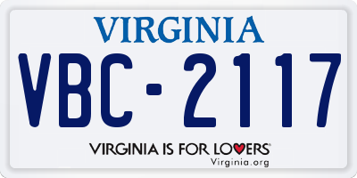 VA license plate VBC2117