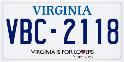 VA license plate VBC2118