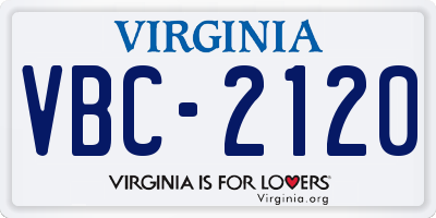 VA license plate VBC2120
