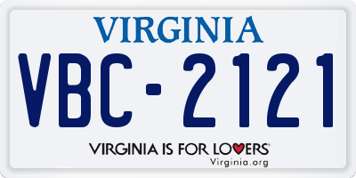 VA license plate VBC2121