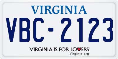 VA license plate VBC2123