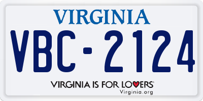 VA license plate VBC2124